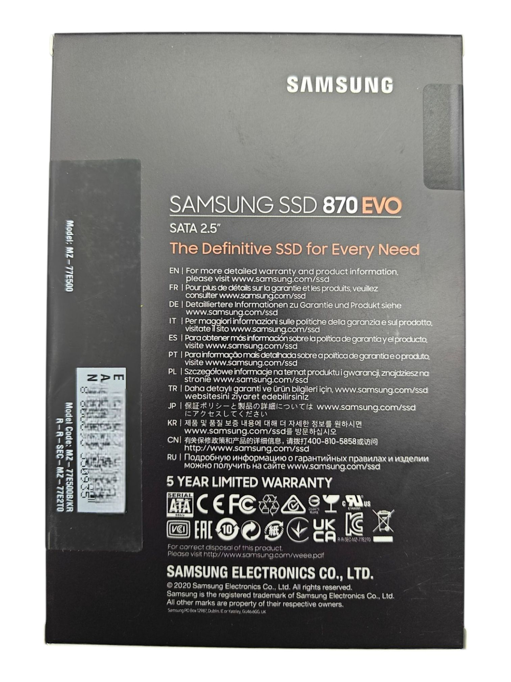 Samsung 870 EVO 250 ГБ Внутренний SSD-диск 2.5" SATA (MZ-77E250BW)
