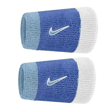Напульсник теннисный Nike Swoosh Double Wide 2P - white/blue/light blue