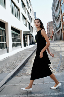 ZARA ПЛАТЬЕ БЕЗ РУКАВОВ С КУШАКОМ, ЧЕРНЫЙ