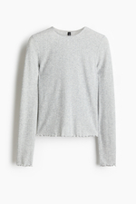 Топ из джерси с ажурным узором — длинные рукава - H&M