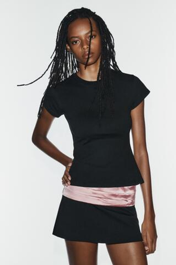 ZARA ФУТБОЛКА С КОРСЕТОМ НА СПИНЕ, ЧЕРНЫЙ