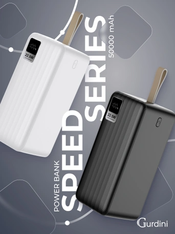 Дополнительный аккумулятор Gurdini Speed Series PD+LCD 22.5W GPPD-05W 50000 mAh White