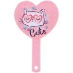 Зеркало косметическое с ручкой «Cute look - Котик Люк», сердце, 14*23,5 см (карт коробка)