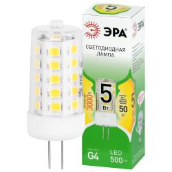 Лампа светодиодная ЭРА GREEN LINE LED G4-JC-5W-830-12V GL 5Вт капсула 12В теплый белый свет G4 | Лампы cветодиодные Капсульные (G4, G9)