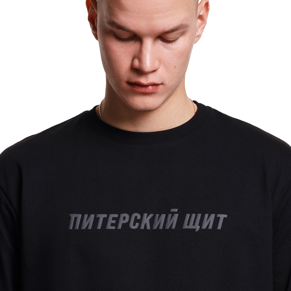 Футболка Питерский Щит Герб Черный / Серый
