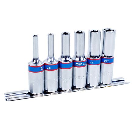 Цена на KING TONY (3116PR) Набор глубоких торцевых головок 3/8", TORX Е-стандарт, Е4-Е14, 6 предметов