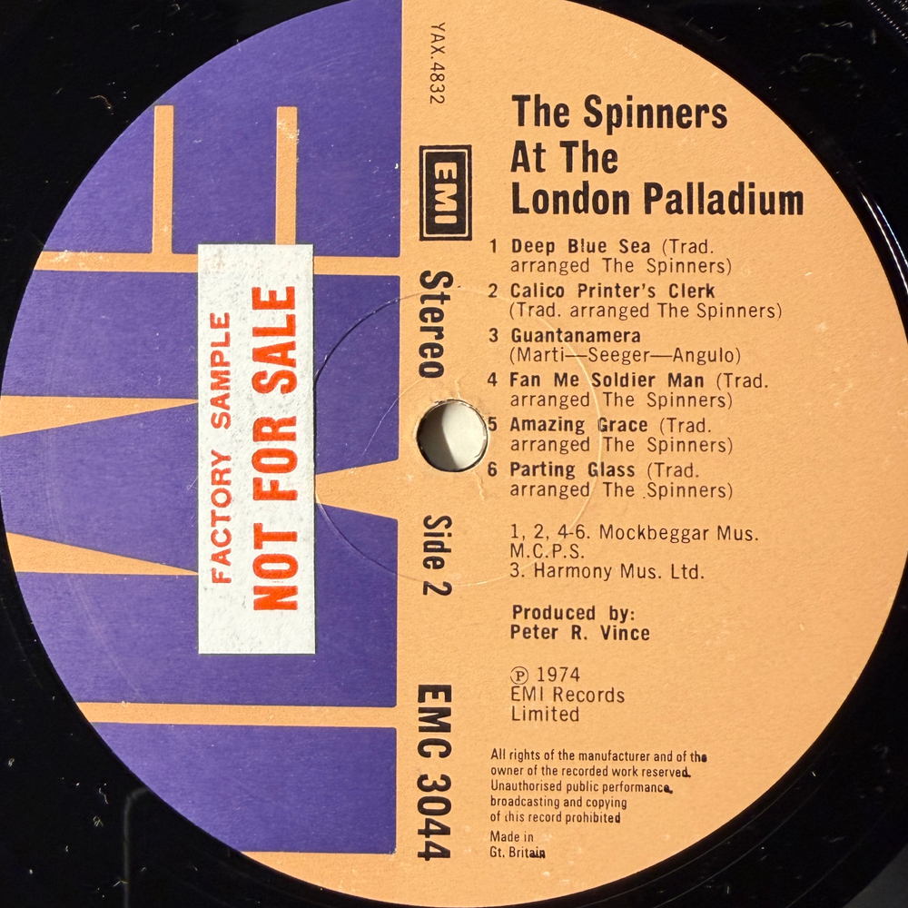 The Spinners ‎– The Spinners At The London Palladium (Англия 1974г.) Promo