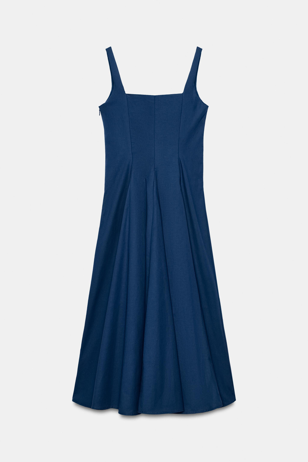 ZARA ПЛАТЬЕ МИДИ ИЗ ПОПЛИНА С ЮБКОЙ ГОДЕ, МОРСКОЙ СИНИЙ