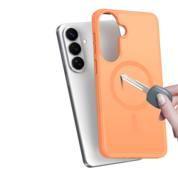 Чехол оранжевого цвета с MagSafe для Samsung Galaxy S26+ Плюс, серия Yind Series от Dux Ducis