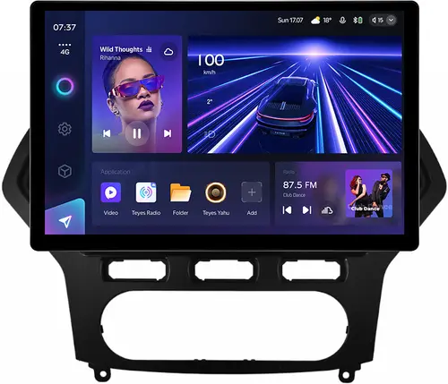 Магнитола для Ford Mondeo 4 2007-2010 (рамка чёрная) - Teyes CC3-2K монитор 13", QLED+2K, Android 10, Быстрая, 4G SIM-слот, CarPlay