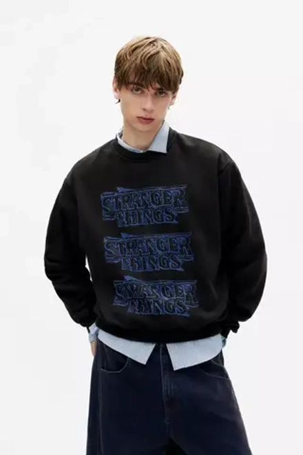 PULL&BEAR Толстовка "Stranger Things", темно-серый