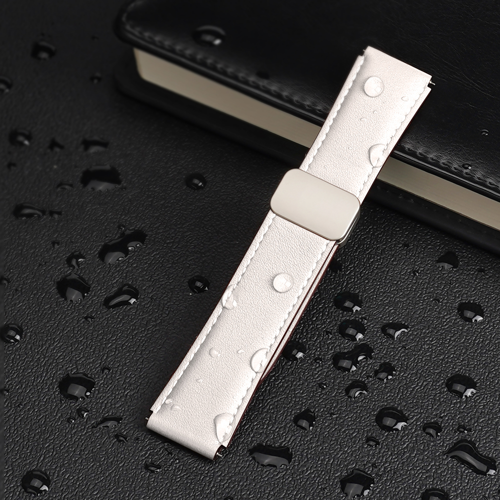 Ремешок из натуральной кожи белого цвета для смарт часов Samsung Galaxy Watch 45 и 46мм (размер крепления 22мм), серия YA Series от Dux Ducis