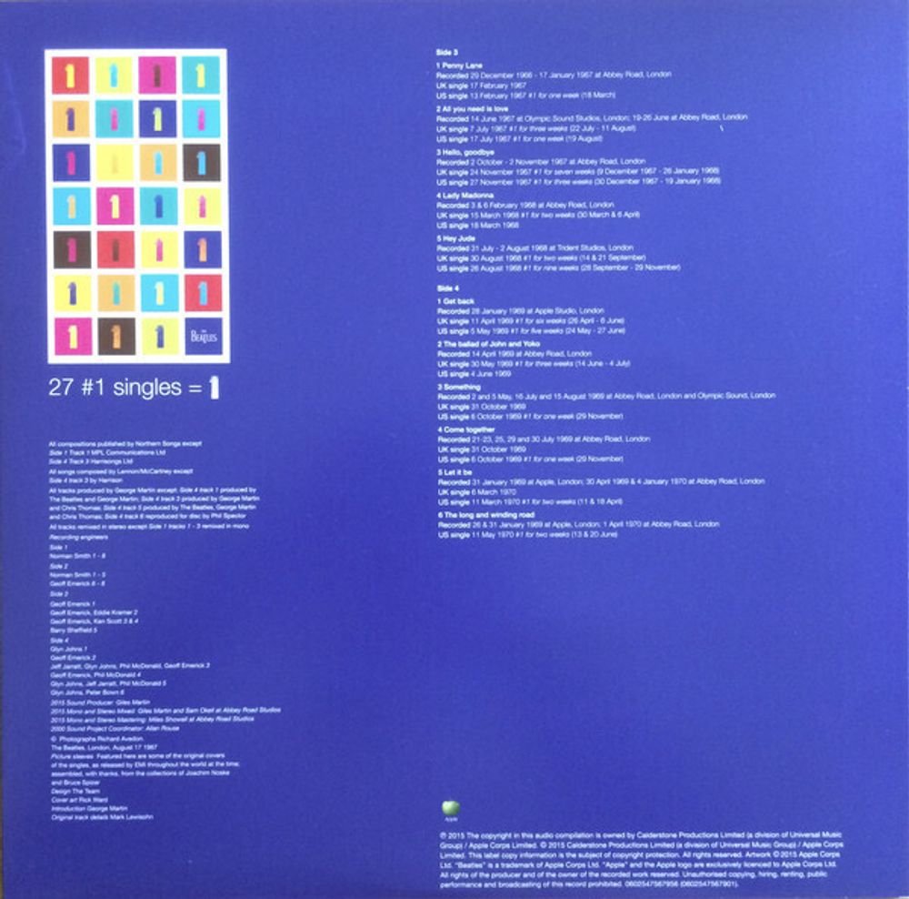 The Beatles. 1 (2 LP) Сборник лучших хитов Битлз