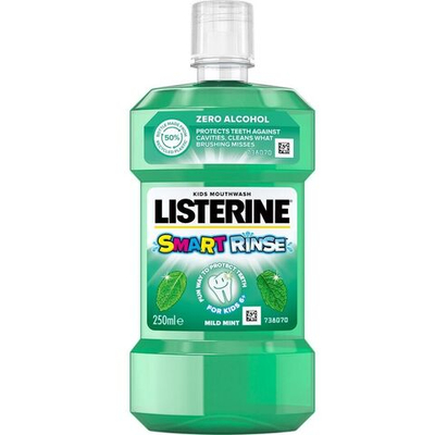 LISTERINE детский ополаскиватель для полости рта 6+, Smart Rinse Mild Mint, 250 мл (из Эстонии)