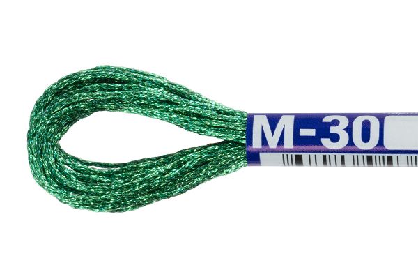 Мулине Gamma металлик, цв.М-30 зеленый, 12 мотков по 8 метров