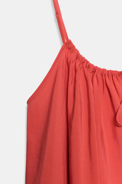 ZARA СТРУЯЩЕЕСЯ ПЛАТЬЕ МИДИ С ЗАВЯЗКАМИ, КОРАЛЛОВО-КРАСНЫЙ