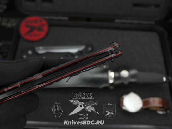 Складной нож НОКС Аватар М Red-Black 334-709404 на подшипниках c клинком из стали D2, рукоять G10