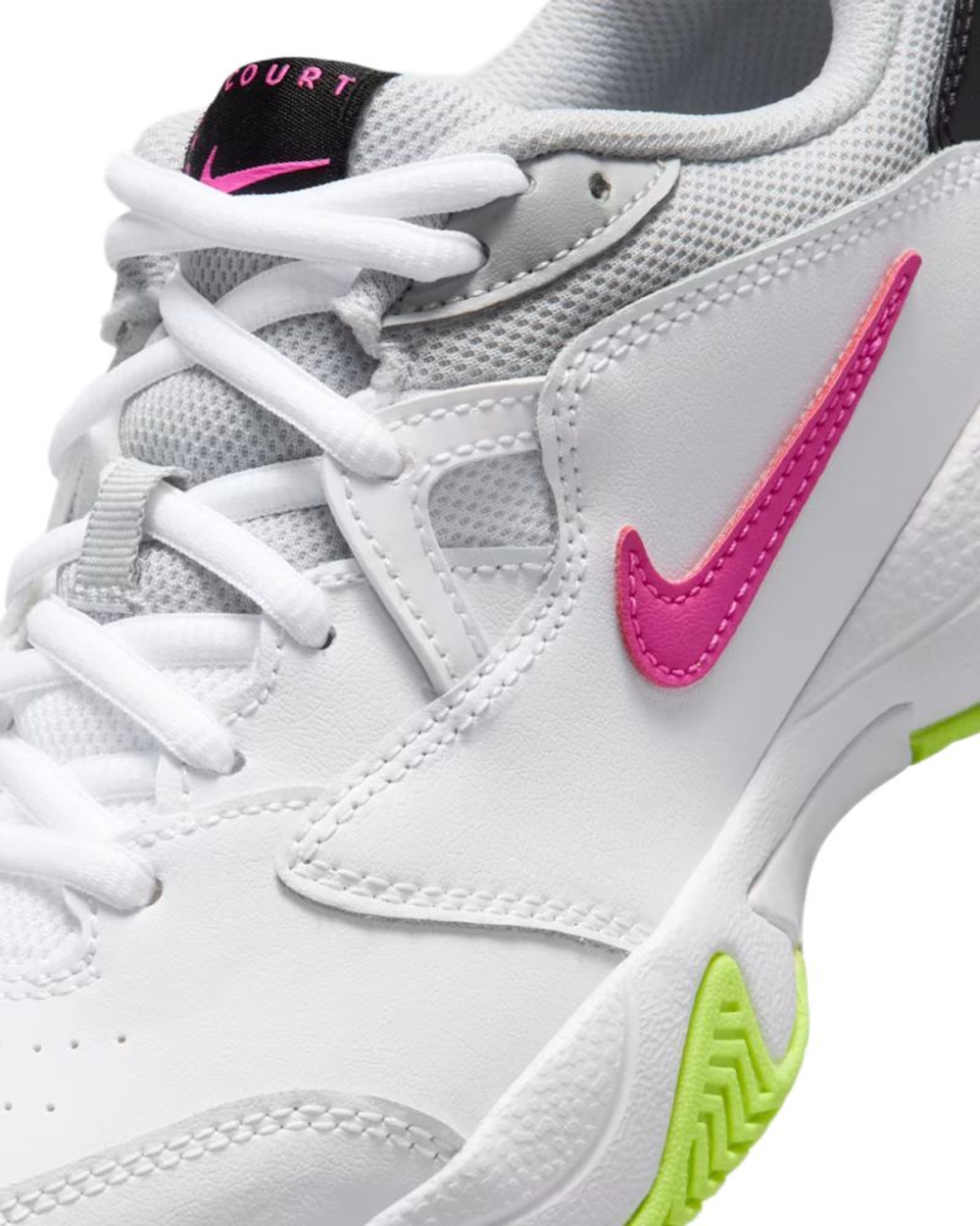 Детские Кроссовки теннисные  Nike Jr Court Lite 2 - white/hot lime/grey fog/laser fuchsia