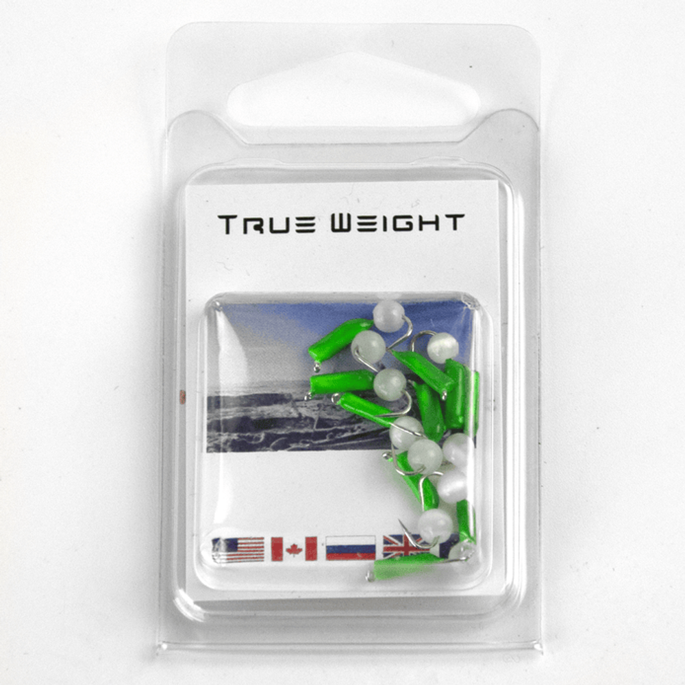 Мормышка True Weight "Гвоздешарик", Зеленый, шарик "Кошачий глаз" Белый