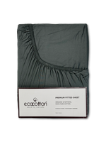 Сатиновая простынь на резинке EcoCotton 120х200 | темно-зеленый