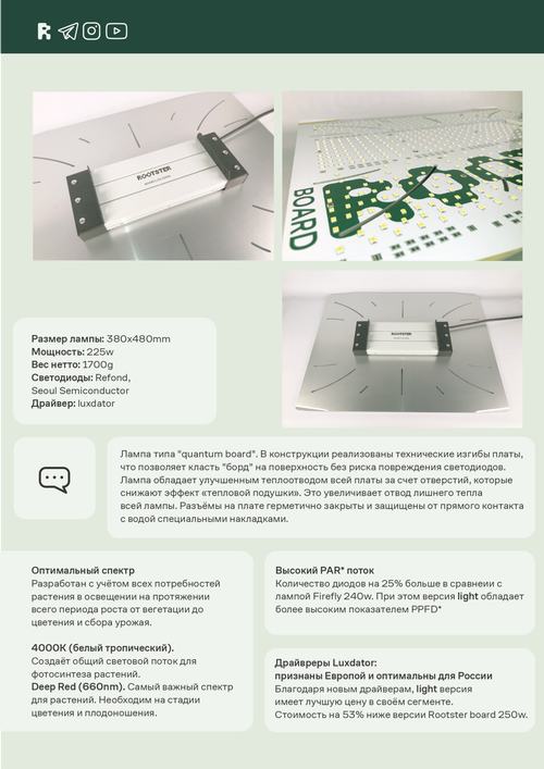 LED лампа Rootster (ex. Big Cock Design) Quantum Board Rootster Light 225W