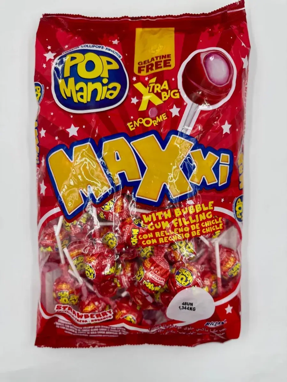 Чупа- Чуп с жвачкой Pop Mania ксо вкусом клубники