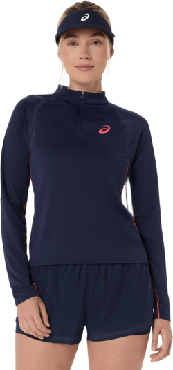 Женская теннисная футболка   Asics Match 1/2 Zip Long Sleeve - midnight