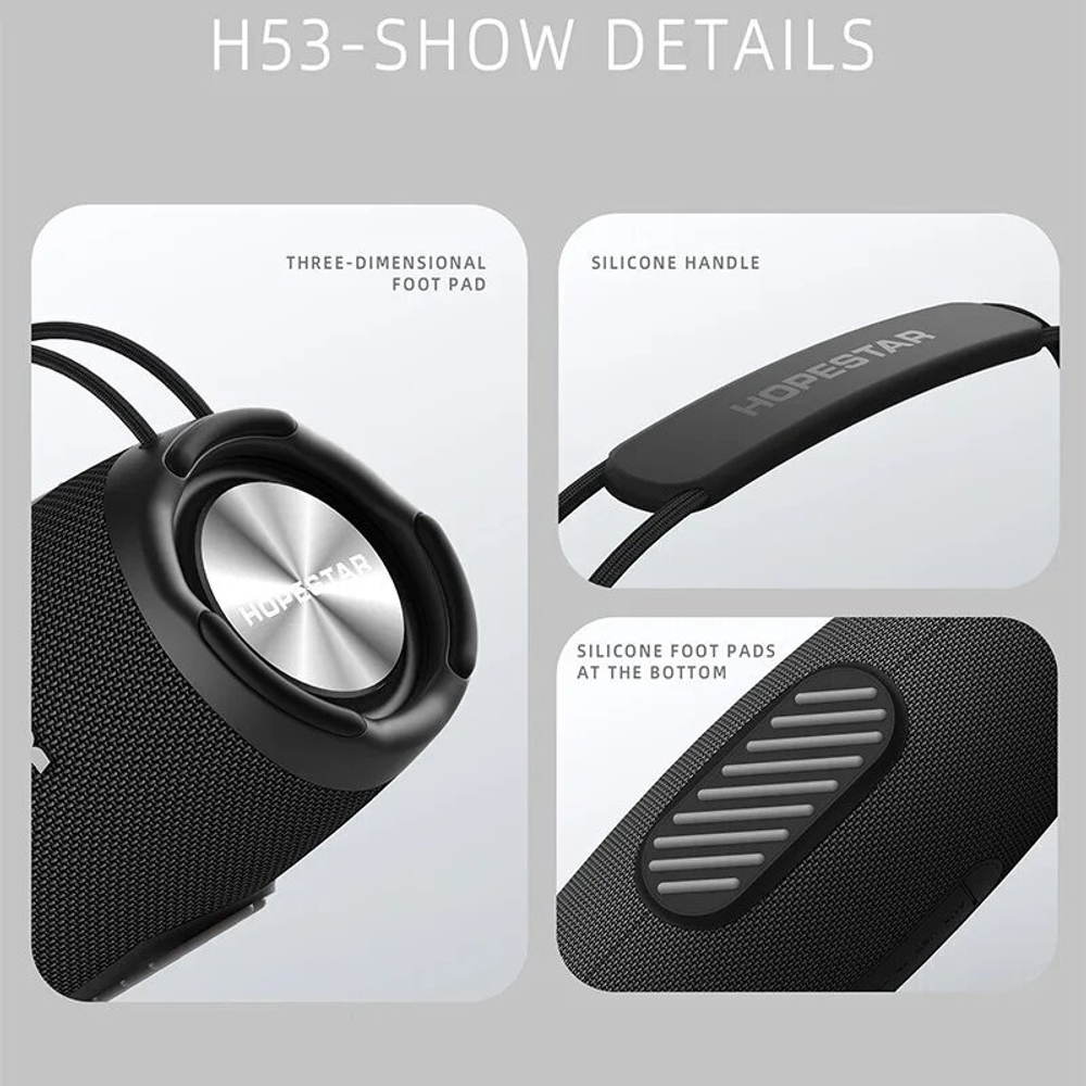 Беспроводная колонка Hopestar H53, световые эффекты, влагозащищенный корпус, поддержка microSD, 35 Вт, black