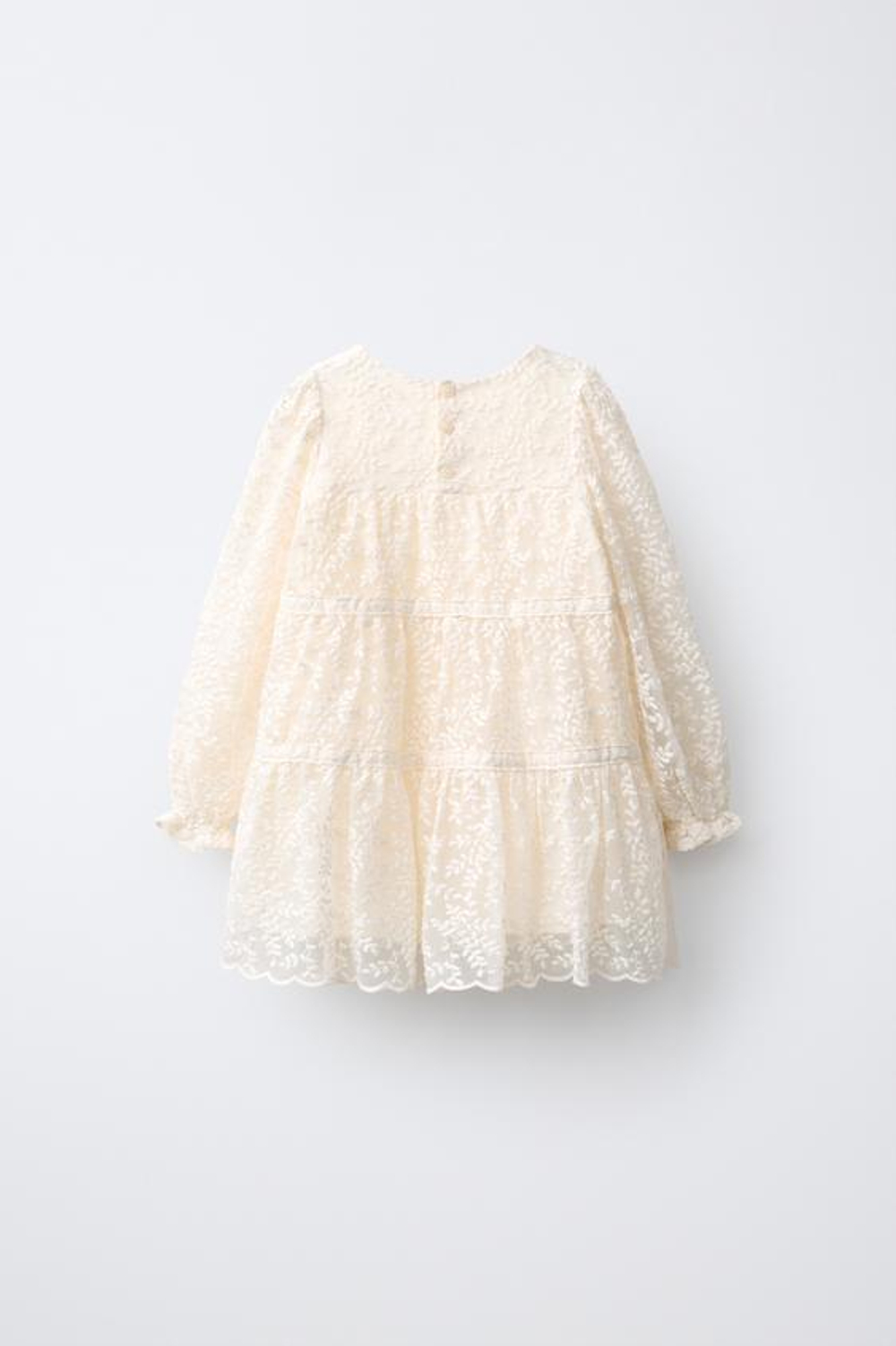 ZARA КРУЖЕВНОЕ ПЛАТЬЕ СО ВСТАВКАМИ, ЭКРЮ