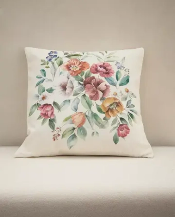 ZARA HOME НАВОЛОЧКА ДЛЯ ДЕКОРАТИВНОЙ ПОДУШКИ С ЦВЕТОЧНЫМ УЗОРОМ, ЖЕЛТОВАТО-БЕЛЫЙ