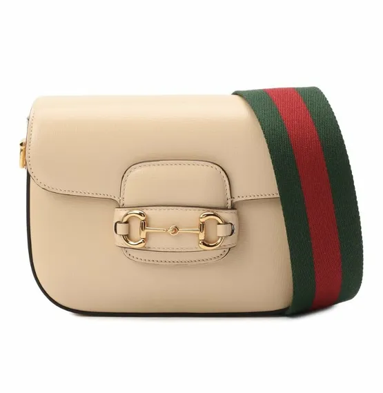 Женская мини-сумка Gucci Horsebit 1955 бежевый