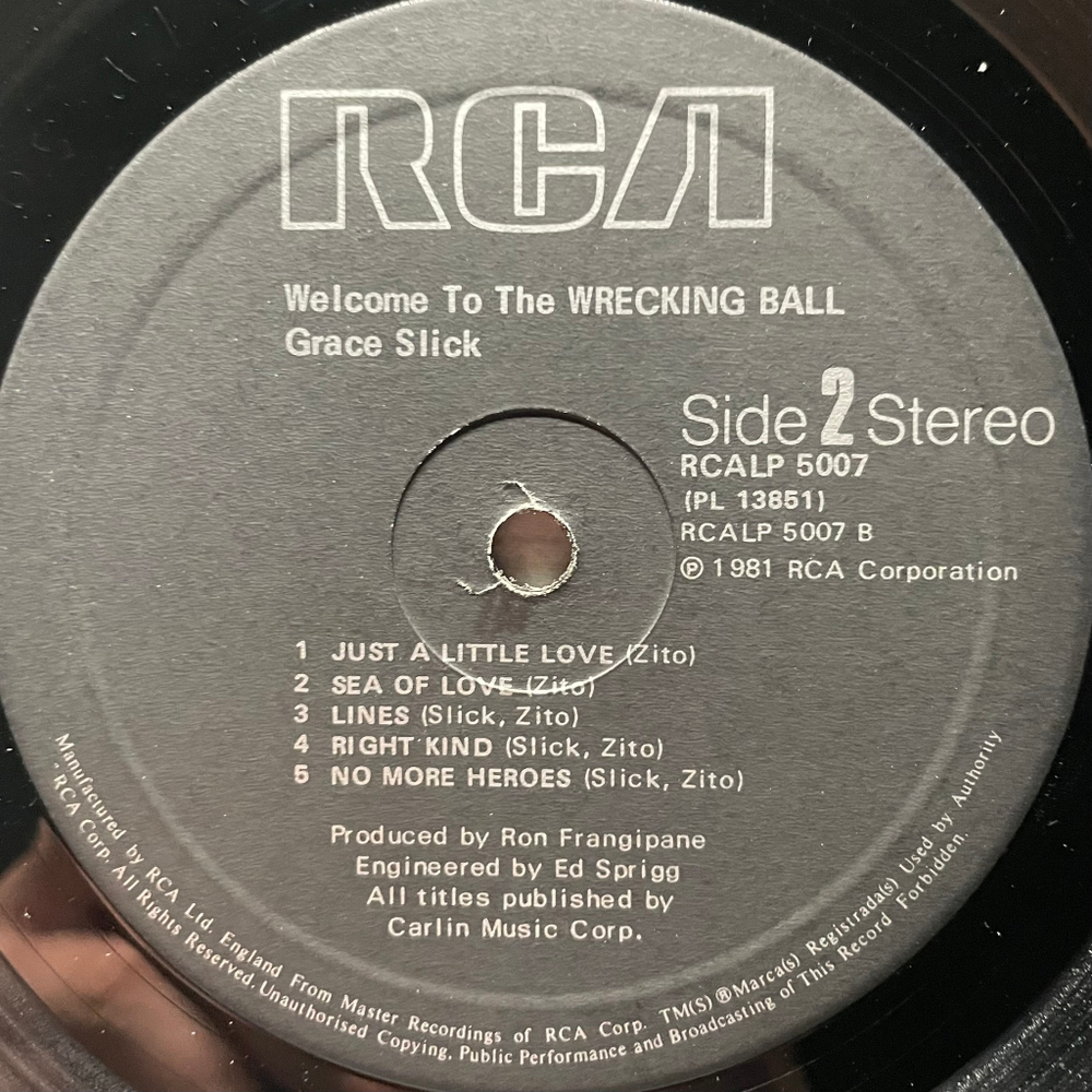 Grace Slick ‎– Welcome To The Wrecking Ball! (Англия 1981г.)