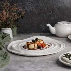 Тарелка 29*26 см h2,5/1,7 см овальная Relief Wave белая фарфор P.L. Proff Cuisine [4]