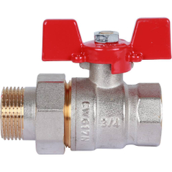 ROMMER Шаровой кран с американкой   3/4" ВН/НР, ручка бабочка