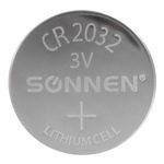 Батарейки литиевые SONNEN Lithium CR2032, "таблетки, дисковые, кнопочные", КОМПЛЕКТ 4 шт., блистер, 457142
