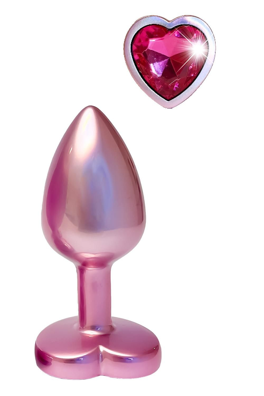 Розовая анальная пробка с кристаллом-сердцем Pearl Pink Plug Small (Цвет: розовый)