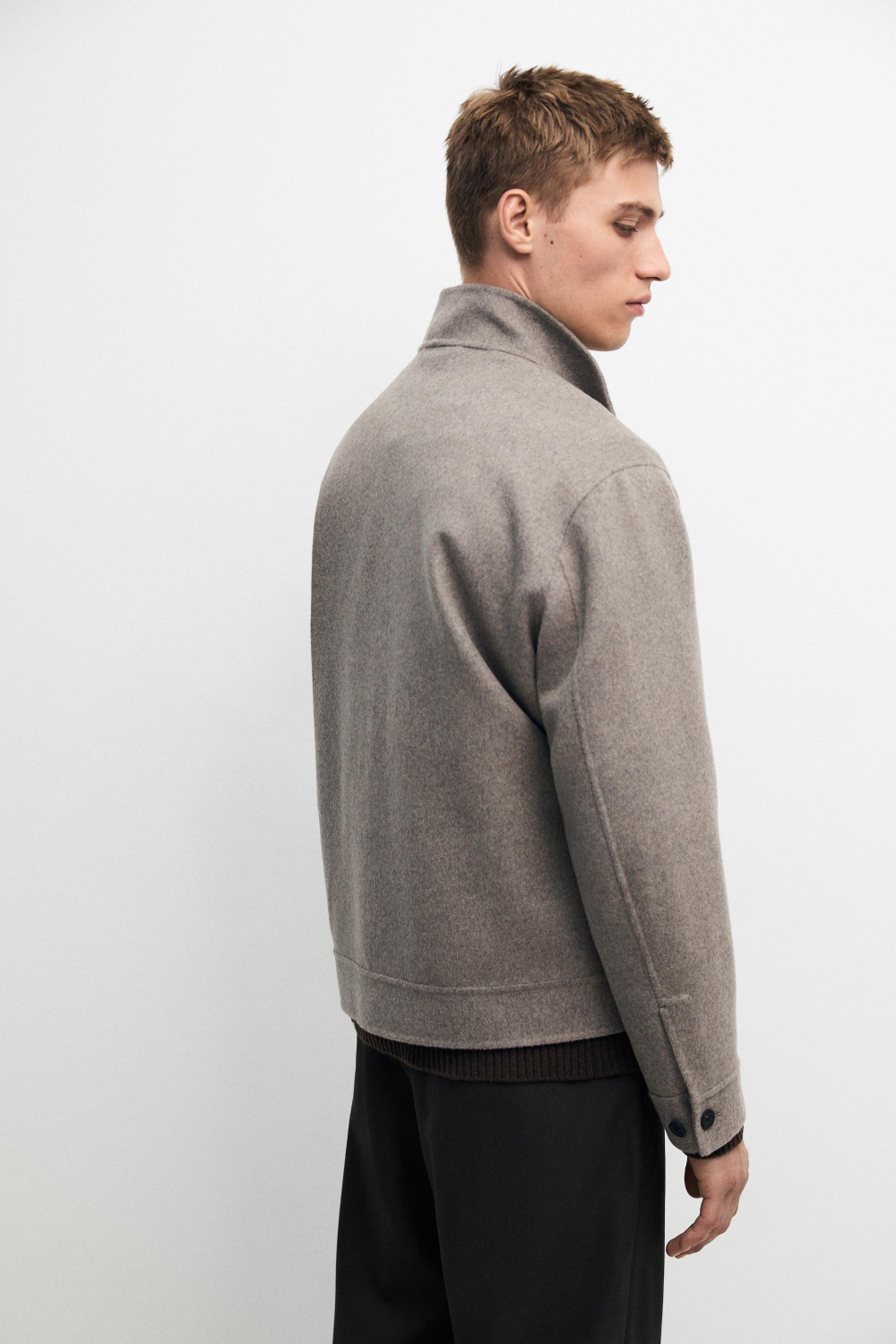 Massimo Dutti Куртка с высоким воротником из двойной шерстяной ткани, норка