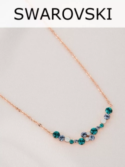 Тонкое колье Млечный путь с зелеными кристаллами Swarovski