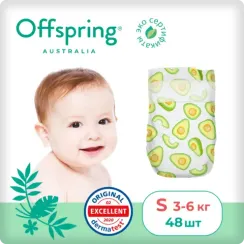 Подгузники Offspring S 3-6 кг, 48 шт