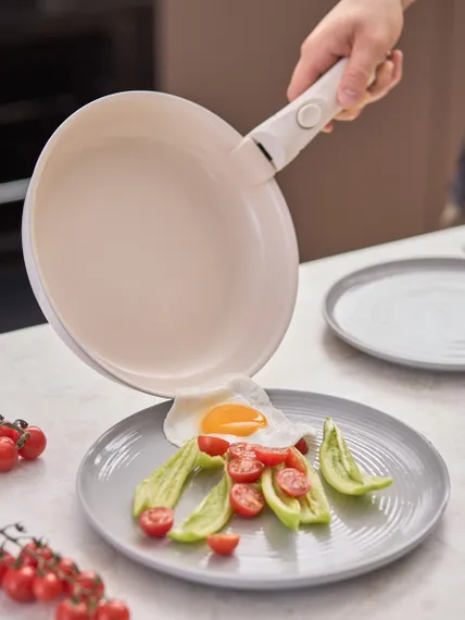 Сковорода с крышкой и съемной ручкой smart ceramic, D28 см