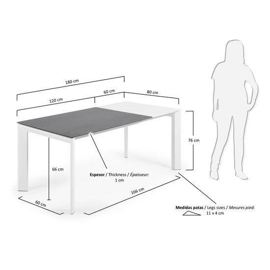 ATTA Стол 120 (180) x80 белый, керамический Vulcano Roca Испания 