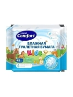 Бумага туалетная влажная COMFORT smart влажная Kids с ромашкой 42шт✦