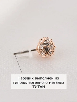 Серьги Золотые шарики с белыми кристаллами Сваровски