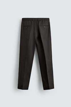 ZARA БРЮКИ КЛАССИЧЕСКОГО КРОЯ ИЗ 100% ЛЬНА, КОРИЧНЕВЫЙ