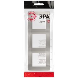 Рамка для розеток и выключателей ЭРА Серия 12 12-5003-16 на 3 поста, титан | Эра 12