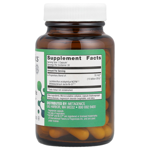 Metagenics, UltraFlora® Balance Probiotic, 55 мг (15 млрд КОЕ), 30 капсул