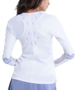 Женская теннисная футболка (dł. Рукава) Lucky in Love All About Ikat Sport Long Sleeve Top - белый