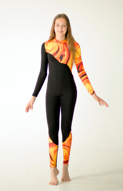 Jumpsuit "Black and fire" cotton with lycra