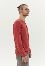 Лонгслив Bowery NYC однотонный Henley Slub DB Red