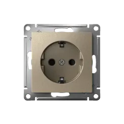 Розетка с заземлением и защитными шторками Systeme Electric AtlasDesign Шампань, самозажимные клеммы ATN000545S